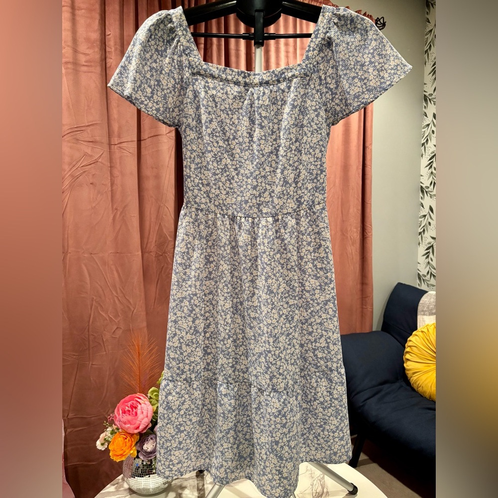 Monteau Blue and White Floral Dress